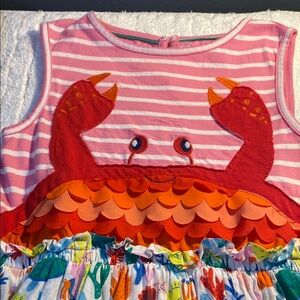 Mini Boden Pink and Red Crab Tank Top dress